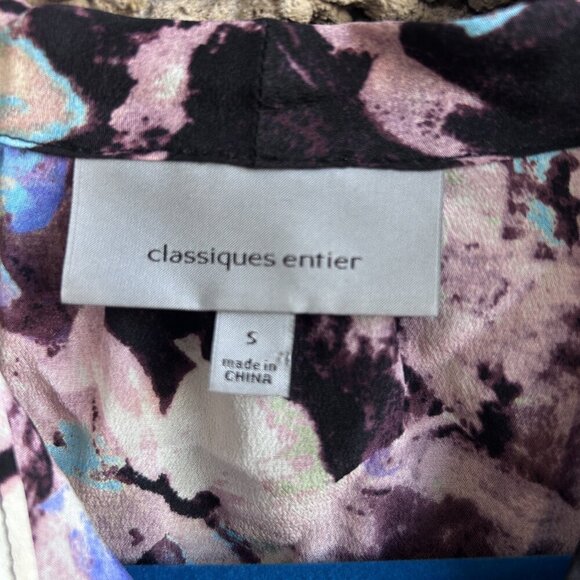 Classiques Entier Purple Abstract Floral 100% Silk Blouse Size Small - Picture 4 of 7